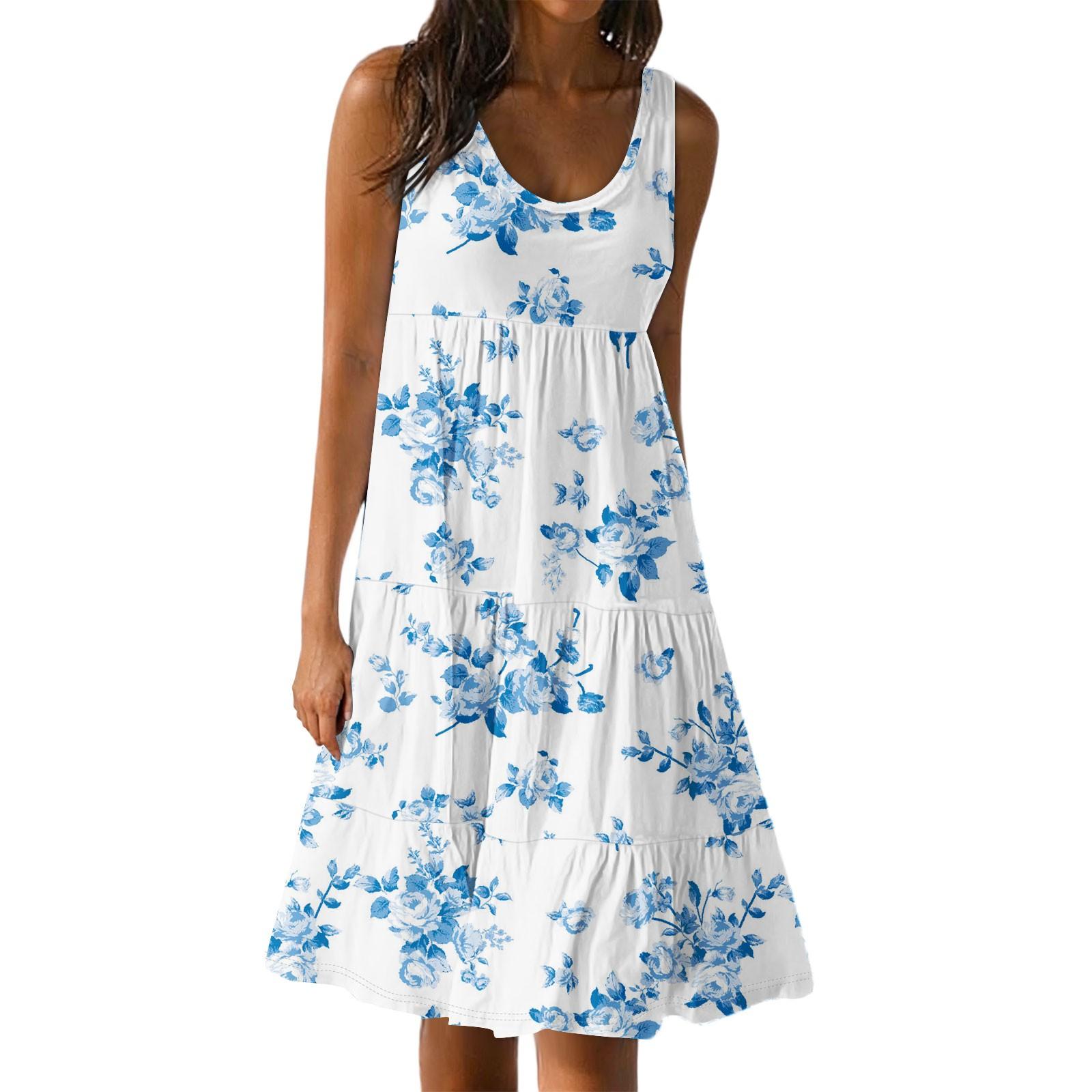 

Женские повседневные летние платья без рукавов, весеннее лоскутное бохо-цветочное коктейльное вечернее платье XL белый