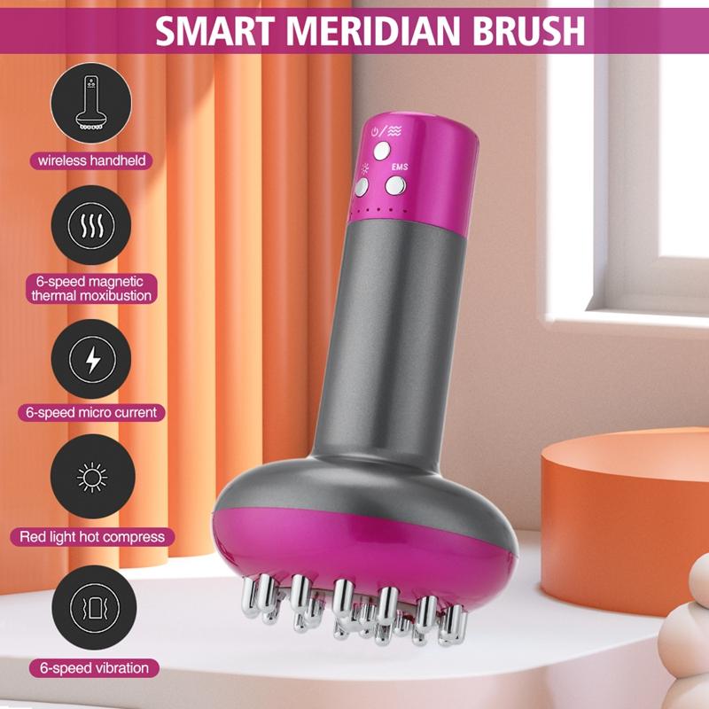 Electric Meridian Brush Lymphatic Drainage EMS Anti Cellulite Gua Sha Massager Microcurrent Heating Rechargeable Body Massagers