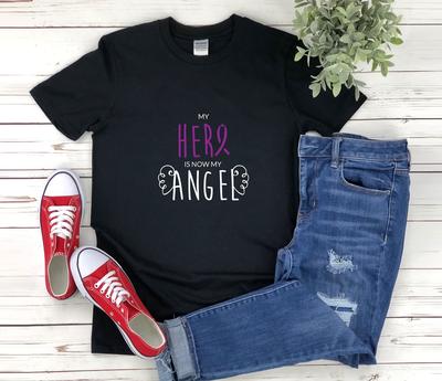 My Hero Is Now My Angel, Alzheimer and Kids Tshirt, Alzheimers Awareness and Kids Tshirt, Dementia and Kids Tshirt, Alzheimers Awareness Ribbon