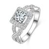 Elegant Square Moissanite Twist Band Ring: Versatile, Stylish Women's Statement Piece