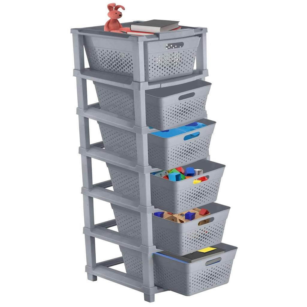 6-Tier Plastic Storage Cabinet Organizer/Modular Plastic Drawer System for Home, Office, Hospital, Parlor, School, Doctors, and Kids' Rooms