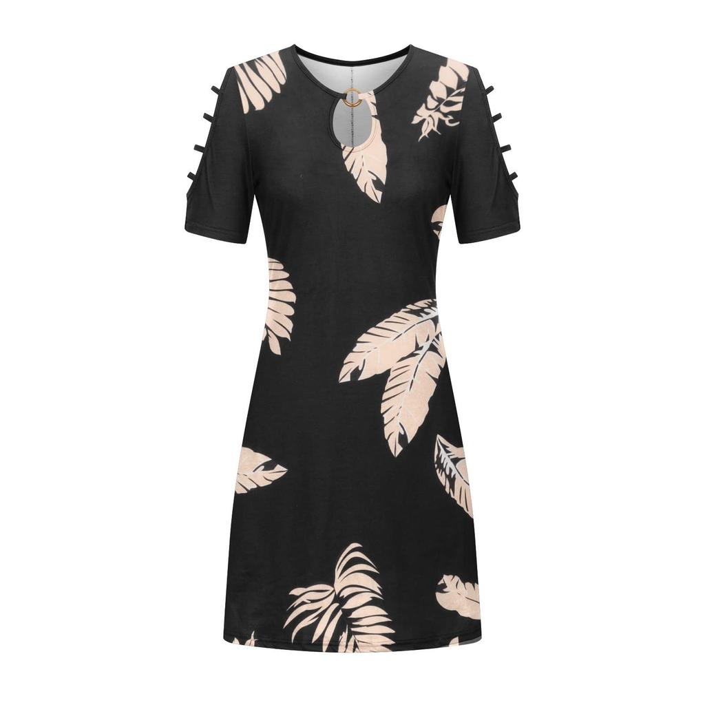 Abito elegante da donna a vita media con stampa floreale alla moda casual e spalle scoperte