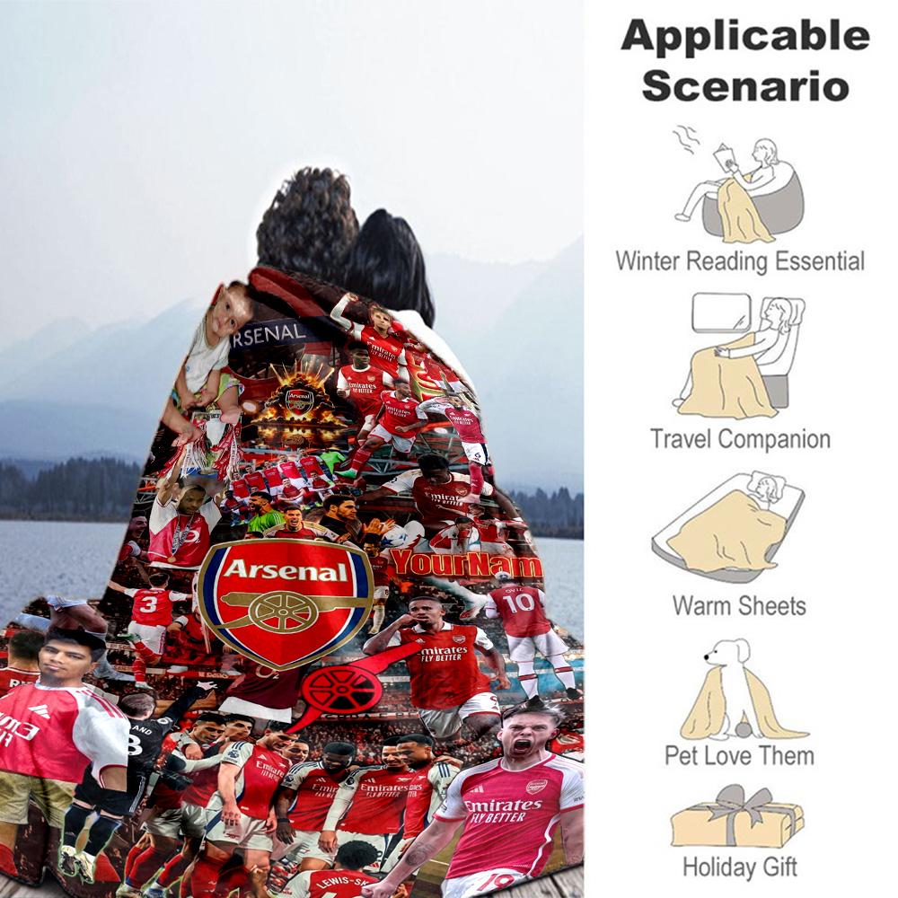 Arsenal Customize Text Blanket Throw Personalized Blanket Comfortable Suitable for Bed Seaside Picnics Office Chair Four Seasons Multipurpose