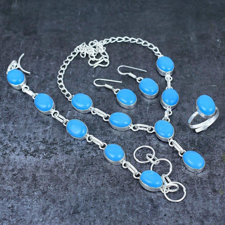 Arizona Turquoise Gemstone 925 Sterling Silver Gift Jewelry Set