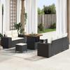 8 Piece Garden Sofa Set with Cushions Black and Cream Poly Rattan