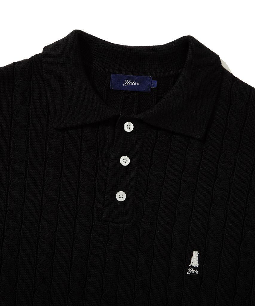 YALE Heritage Dan Cable Polo Knit_Black