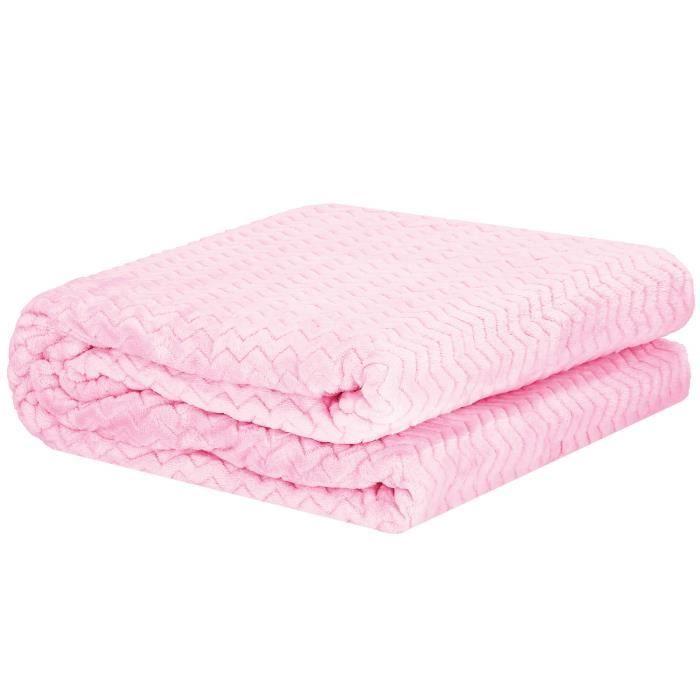 Couverture - SPRINGOS - Zigzag - 70 X 160 Cm - Polyester - Rose Bébé