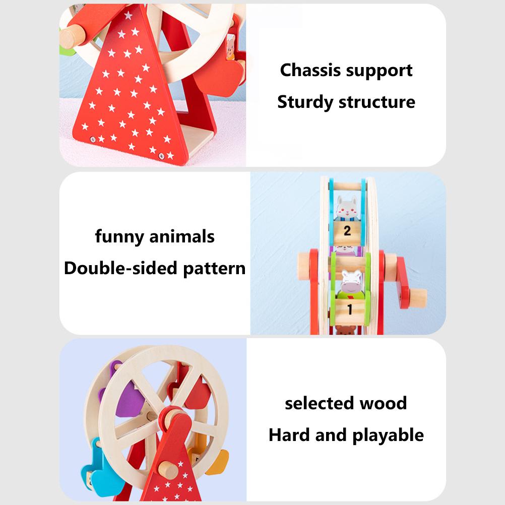 Carnival Wooden Toys Ferris Wheel Toys with Animal Characters Pre Assembled with Sturdy Wood