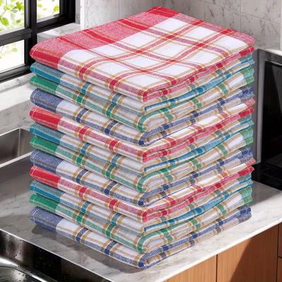 6Pcs Polyester Blended Kitchen Towel, Chequered Design, Cleaning Wish Towel, Scarectile, Suitable for Kitchen Cleaning Supplies