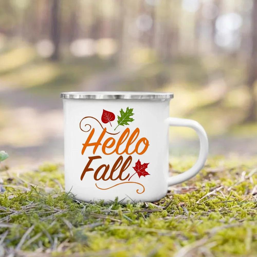 Take Me To The Pumpkin Patch Printed Enamel Mugs Coffee Cups Thanksgiving Party Juice Mug Cocoa  Handle Cup Fall  Holiday Gifts