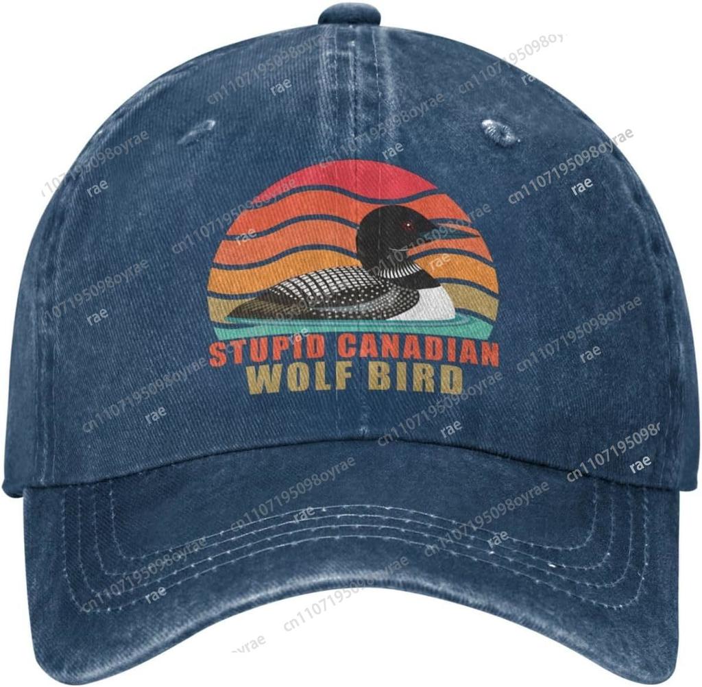 Stupid Canadian Wolf Bird Cap for Women Funny Loon Humor Mens Hats