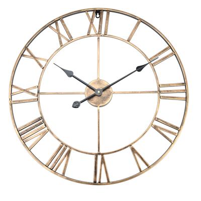 Classic Metal Large Round Iron Wall Clock Roman Numerals Home Decor (Gold 60cm In Diameter)