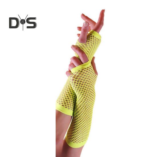 1 Pair Performance Gloves Hollow Out Fishnet Thin High Elasticity Fingerless Thin See-through Cosplay Club Party Festivals Gloves