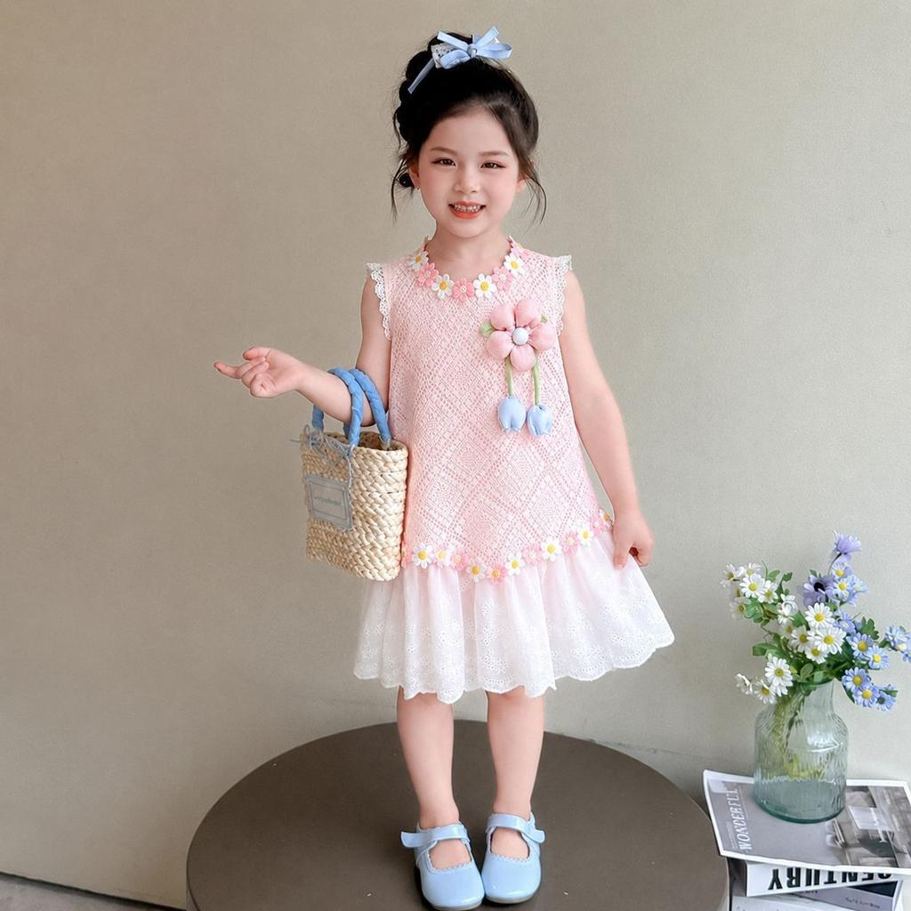 Summer Girls Princess Dress Cute Flutter Sleeve Sundress For Toddler Baby Girl Sweet Party Vest Dress Children Clothing