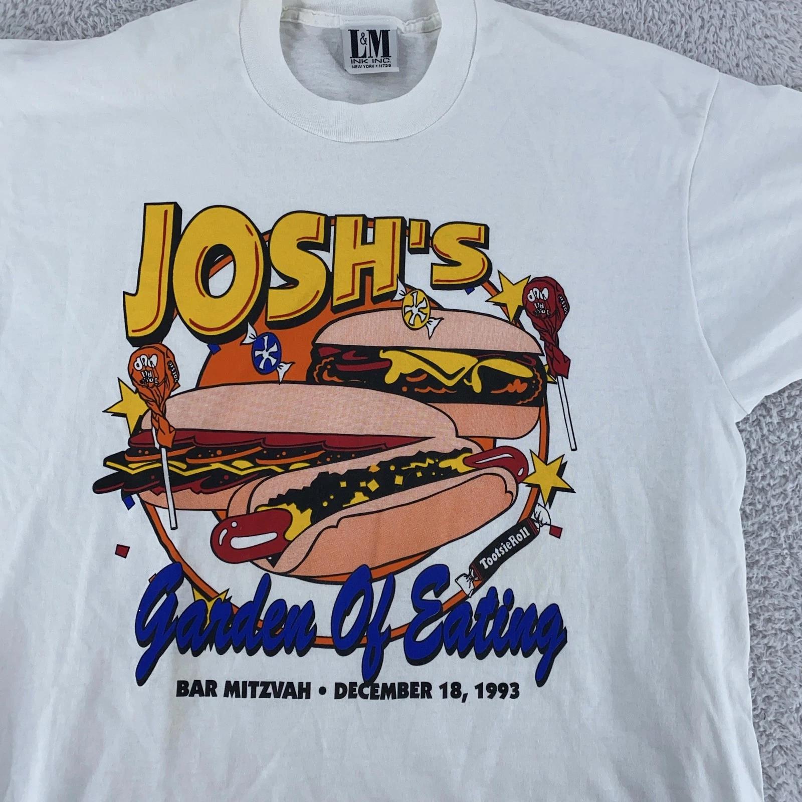 

Vintage Josh s Garden Of Eating Bar Mitzvah Shirt L/XL Bat Jewish Snack Food 3XL