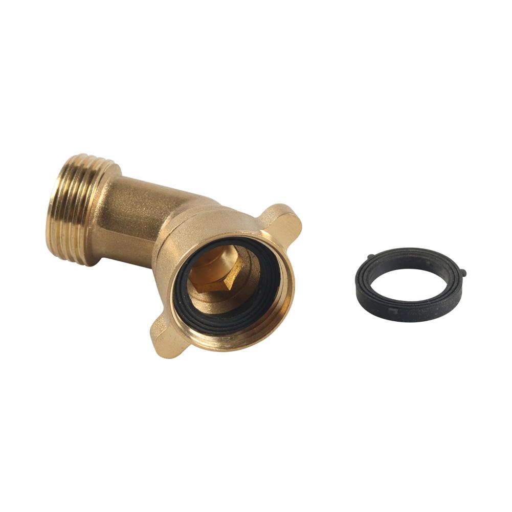 2 Pack Garden Hose Elbow Connector, 90 Degree And 45 Degree Brass Water Hose Adapter, 3/4" Brass Garden Hose Elbow Adapter For Water Hookups