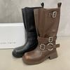 Retro Style Polished Square-Headed Knight Boots Women'S Spring Versatile But Knee-High Boots Slim Casual Boots