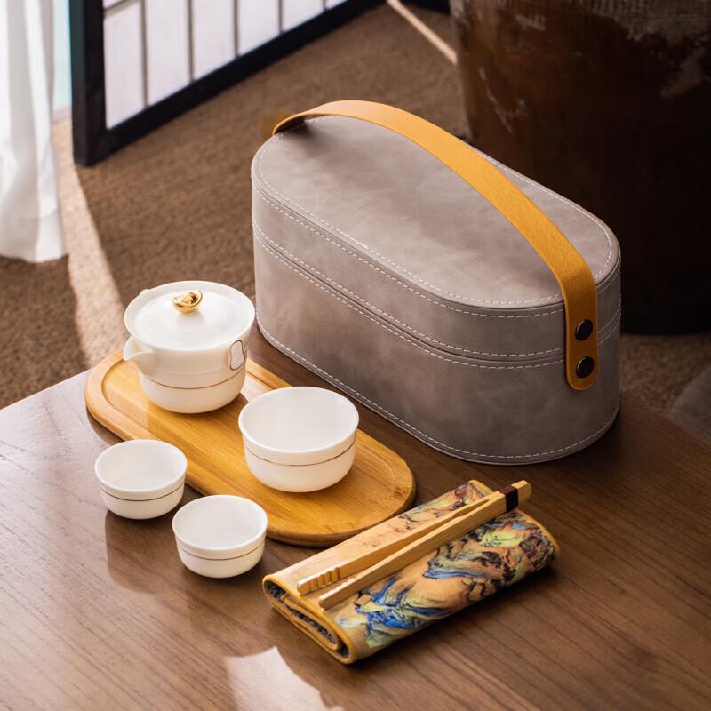 

Fangran Suet Jade Porcelain Travel Tea Set