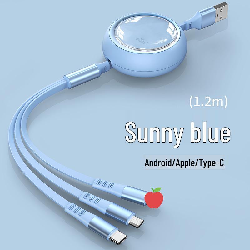 100W Retractable 3-in-1 Fast Charging Cable with Custom Logo