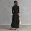 Damen Langarm-Hoodie-Kleid mit Paspelknopfleiste für Freizeit und Alltag