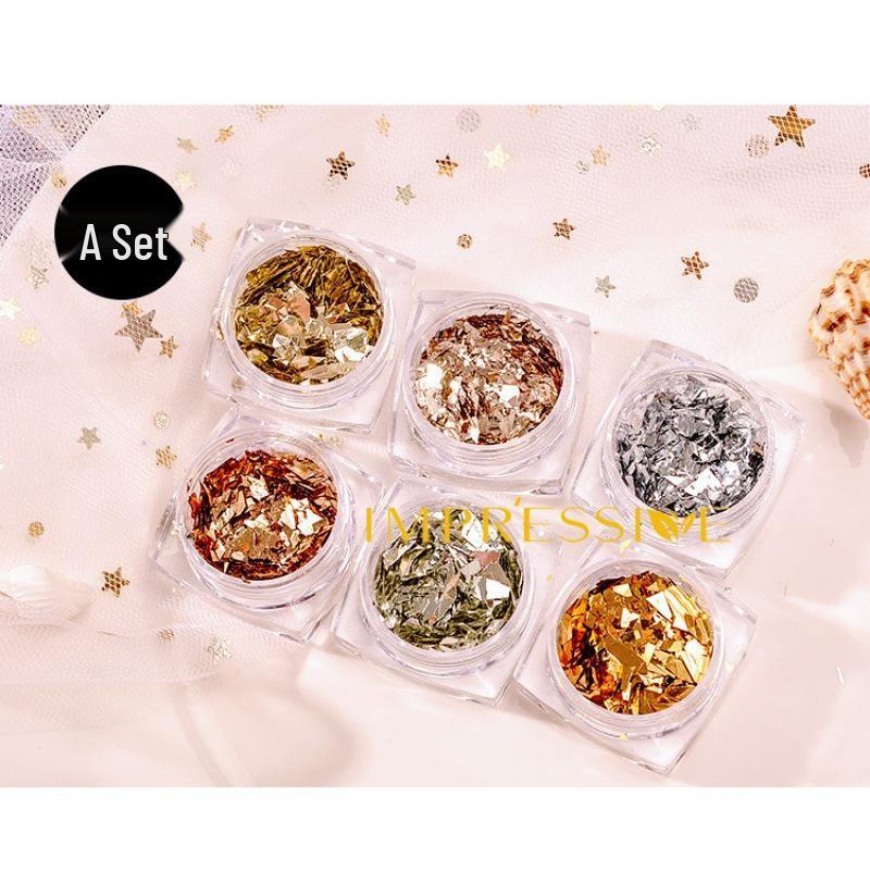 Popular Iridescent Nail Art Cellophane Flakes - Candy Paper & Irregular Glass Shards Accessories