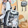 Transparent Doll Pain Bag Large Capacity Bar Backpack Female Student Schoolbag Dual-purpose 40cm Cotton