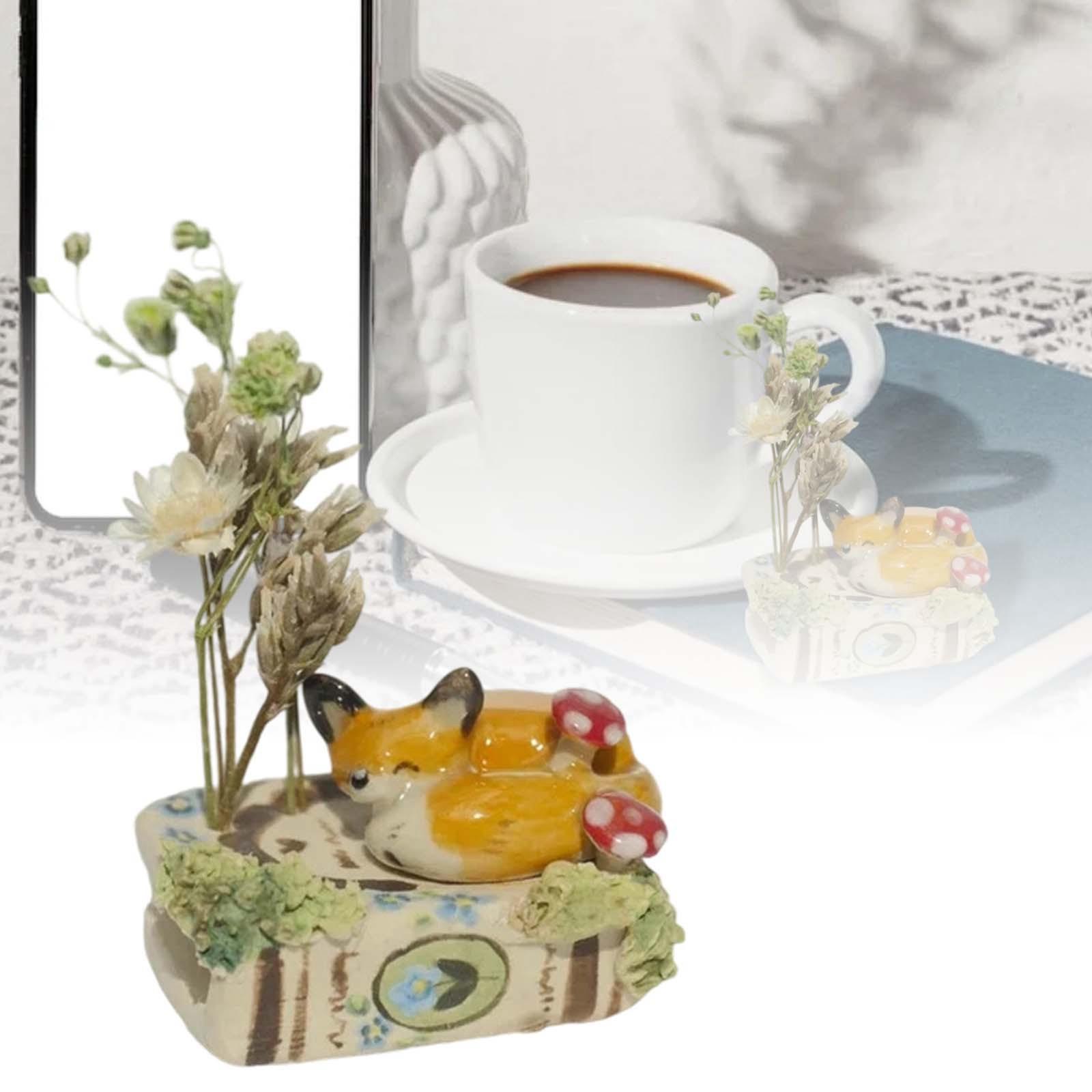 

Миниатюрная книжная скульптура, украшение для вазы в виде животного, небольшое гнездо для вазы для сухих или искусственных цветов, милая статуэтка животного (Сухоцветы в комплект не входят) One Size