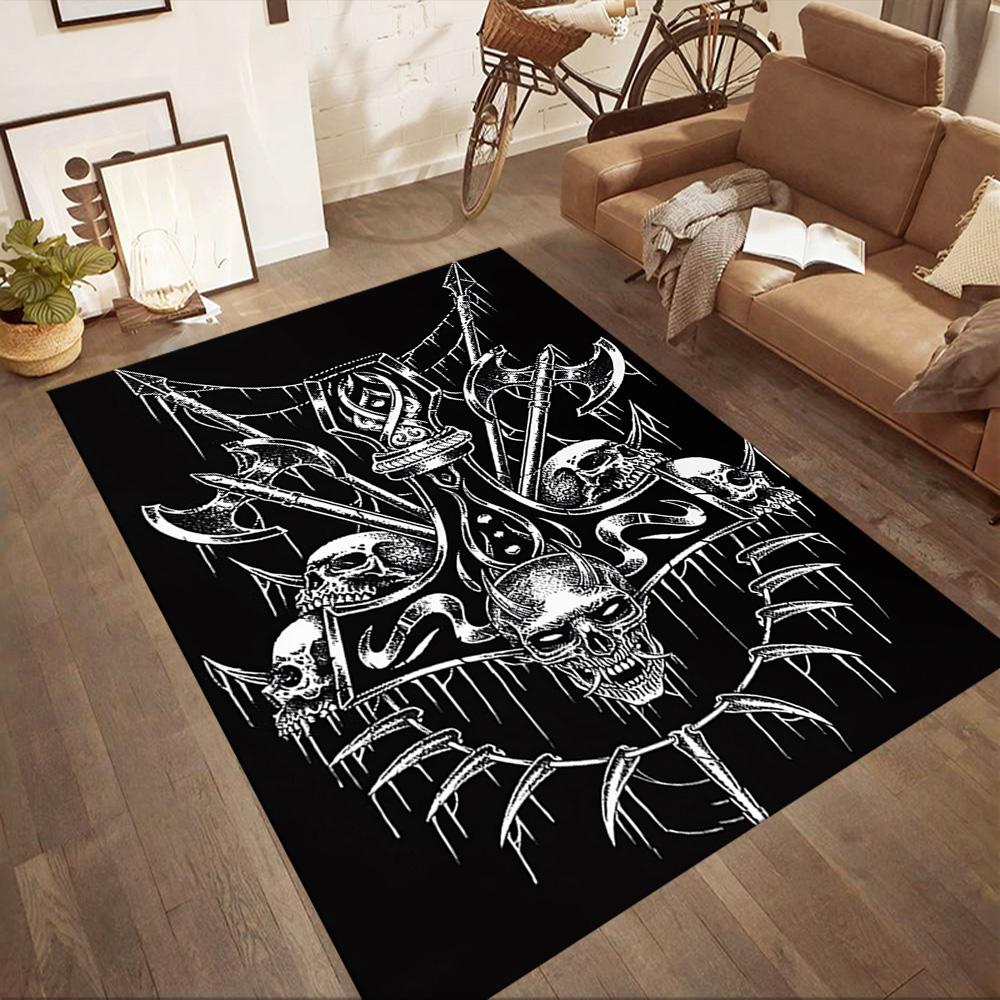 Dark Gothic Skull Art Floor Mats for Living Room, Bedroom and Room Decoration Are Suitable for Gifts.