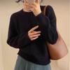 Gentle Retro Lazy Wind Solid Color Crew Neck Sweater Women's Autumn and Winter Women's Clothing Loose Pullover Soft Waxy Knitted Sweater Women