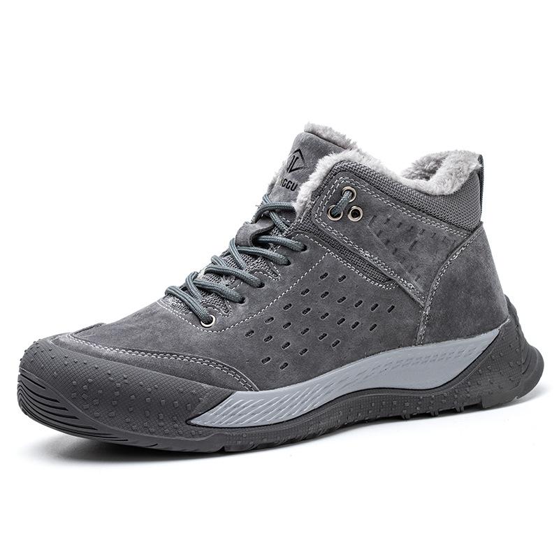 

Men s work site high top, light and breathable, smash-proof and stab-proof steel baotou steel plate summer Gray cotton [G515huiM]; 38