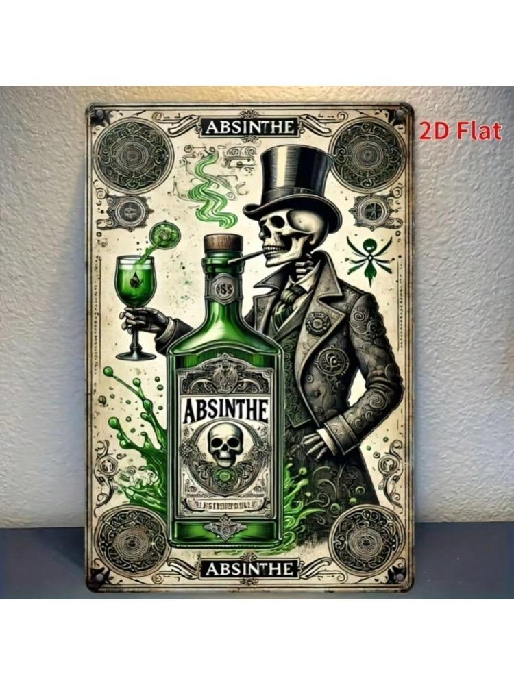RetroSpirit Rustic Absinthe Tin Sign - 1pc Vintage Metal Decor, Sturdy Home Bar Pub Cafe Unique Wall Art Decor Accent