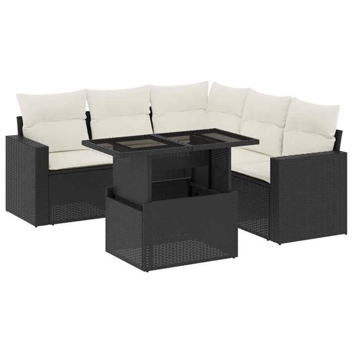 VidaXL Salon de jardin 6 pcs avec coussins noir résine tressée 3267266