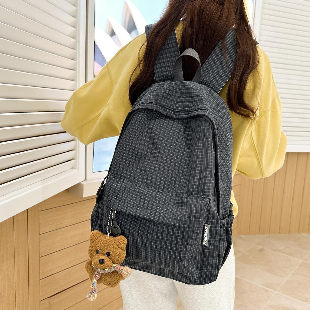 Schoolbag Japanese simple schoolbag female ins niche college student corduroy solid color simple backpack junior high school backpack