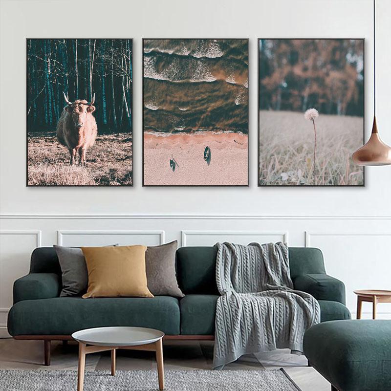 Krajina Plátno Malba Plakáty pro Design Domova Stromy Dobytek Nástěnné Umělecké Tisky pro Ložnici Obrázek Na Loft Bezrámový Dekor Pokoje Bez Rámu