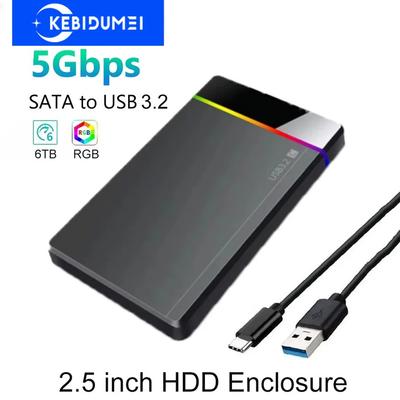 Box per disco rigido mobile RGB da 2,5 pollici senza attrezzi USB 3.2 5 Gbps per notebook disco rigido meccanico a stato solido SSD HDD Enclosure Tipo C 3.1