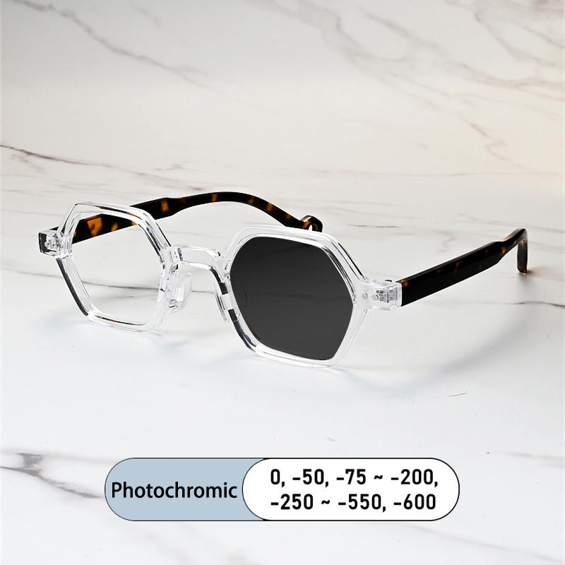 Vintage Brand Hexagon Small Frame Myopia Glasses Prescription Nearsight Anti Blue Light Women Eyewear