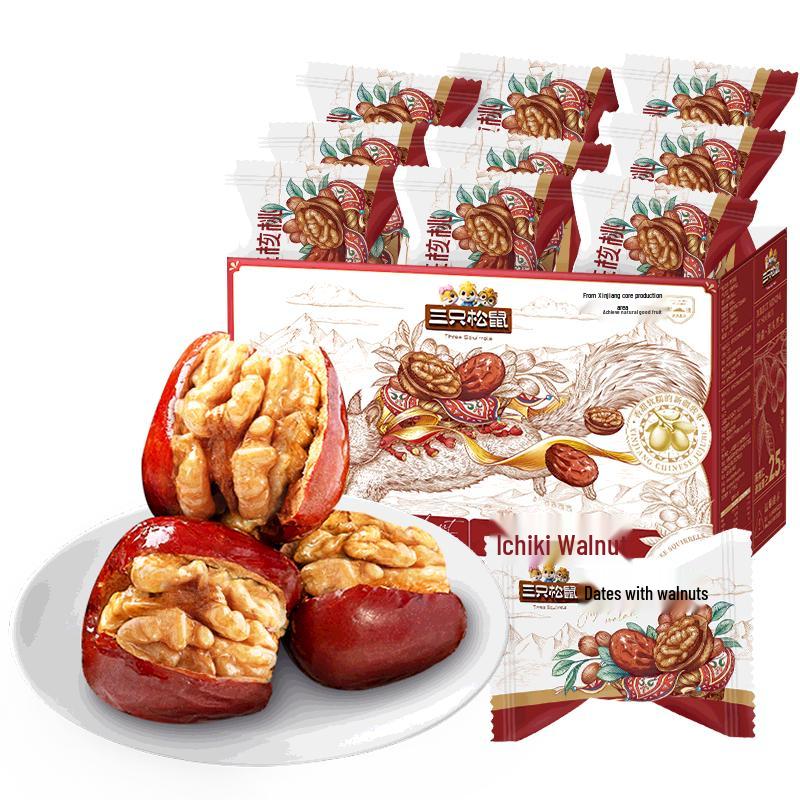 Three Squirrels Premium Dried Jujubes & Walnut Snacks