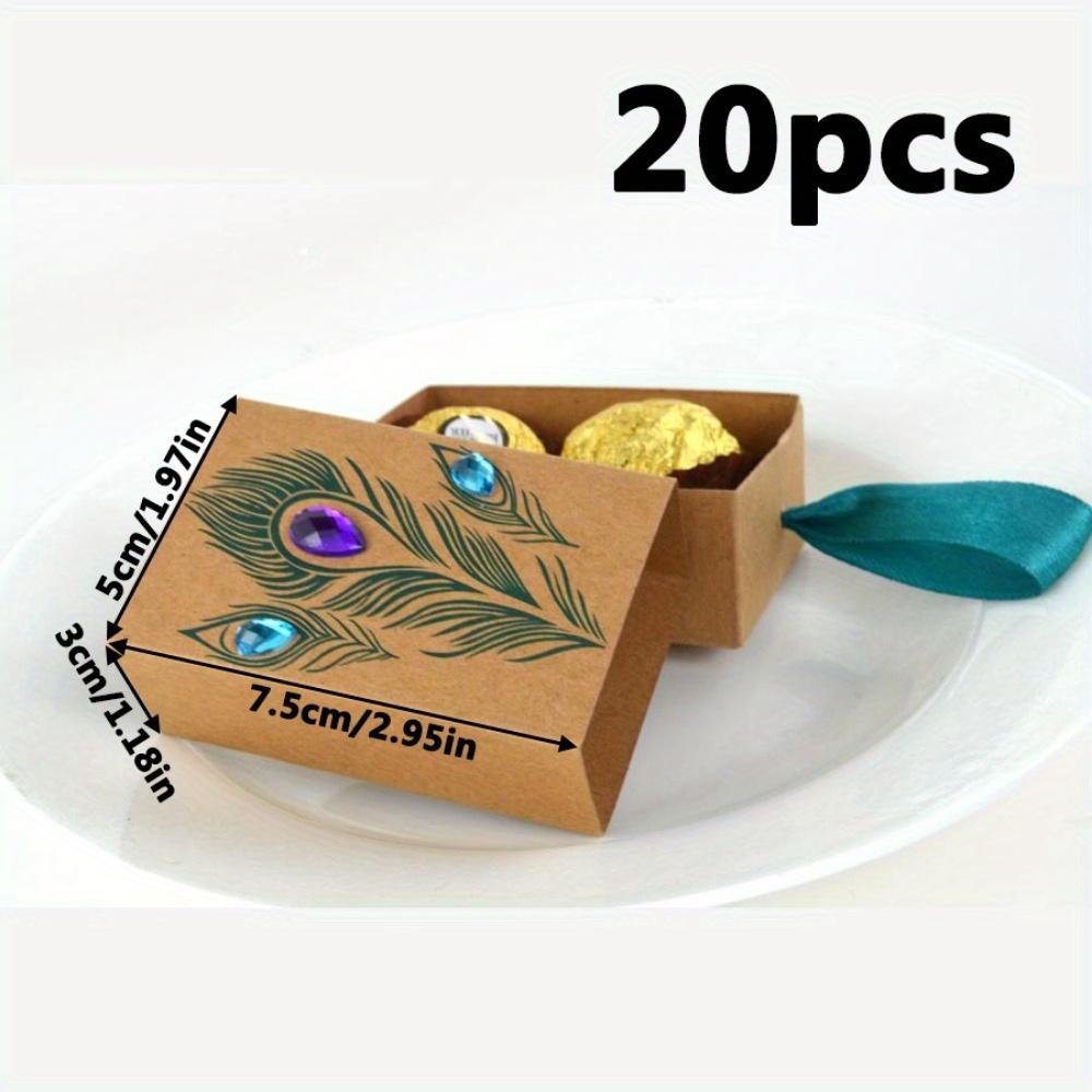 

20 шт. Коробка для цукерок з пір ям павича, штучний страз, крафт-папір, подарункова коробка з висувним ящиком, весільний подарунок для ресторану, кейтерингу, валізка, коробки для цукерок, коробка для вечірки 20pcs boxes