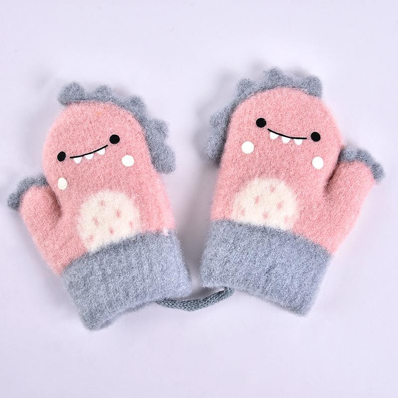 1 Paar Süße Kawaii Cartoon Dinosaurier Verdickte Warme Säugling Baby Jungen Mädchen Winter Warme Handschuhe Neugeborenen Fäustlinge Kinderhandschuh
