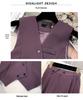 2025 Spring/Autumn Purple Vest & Suit Set: Elegant Silhouette with Jacket, Vest, and Trousers
