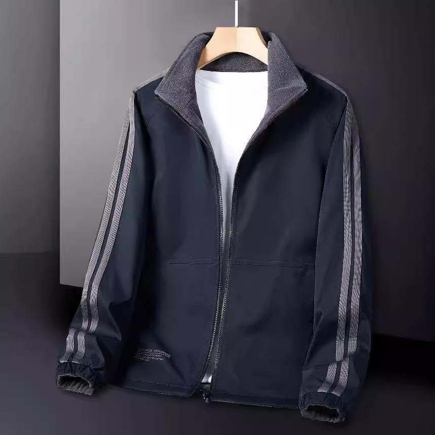 Höst och Vinter, Medelålders och Äldre Människor Bär Dubbelsidiga Fleecejackor, Herrars Business Casual Fleece Varma Jackor