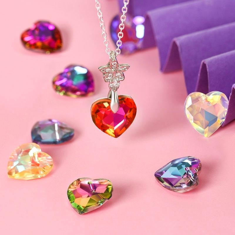 Crystal Austria 6432 Heart Cut Pendants Loose Rhinestone Charms Glass Jewelry Gems Stones for DIY Necklace Jewelry Making 12Pcs