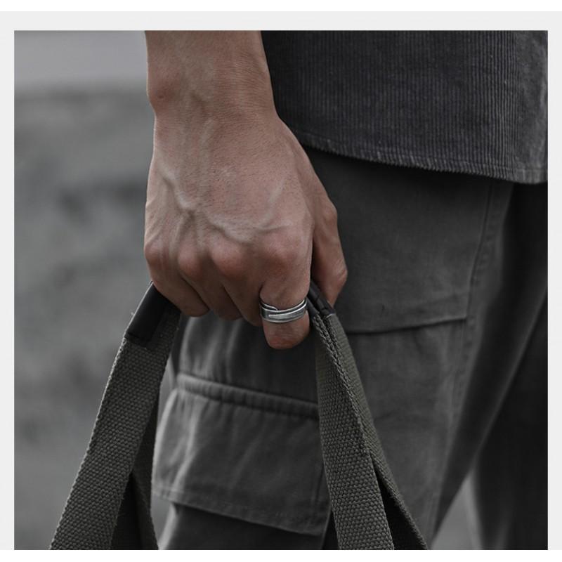 Handcrafted Vintage Double-Layer Adjustable Ring Men Women Geometric Asymmetrical Tail Plated