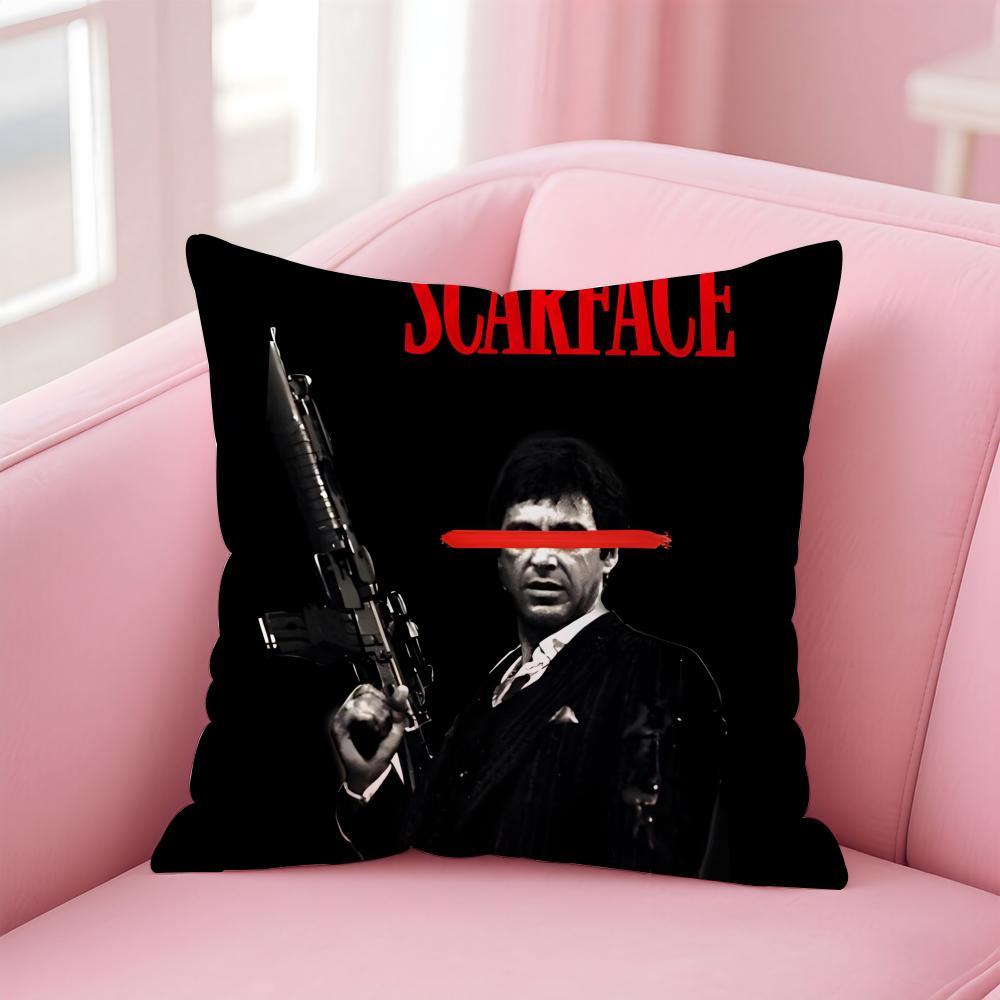S-Scarface A-Al Pacinos Cushion Cover Pillowcase Short Plush Invisible Zipper Room Sofa Cushion Cover