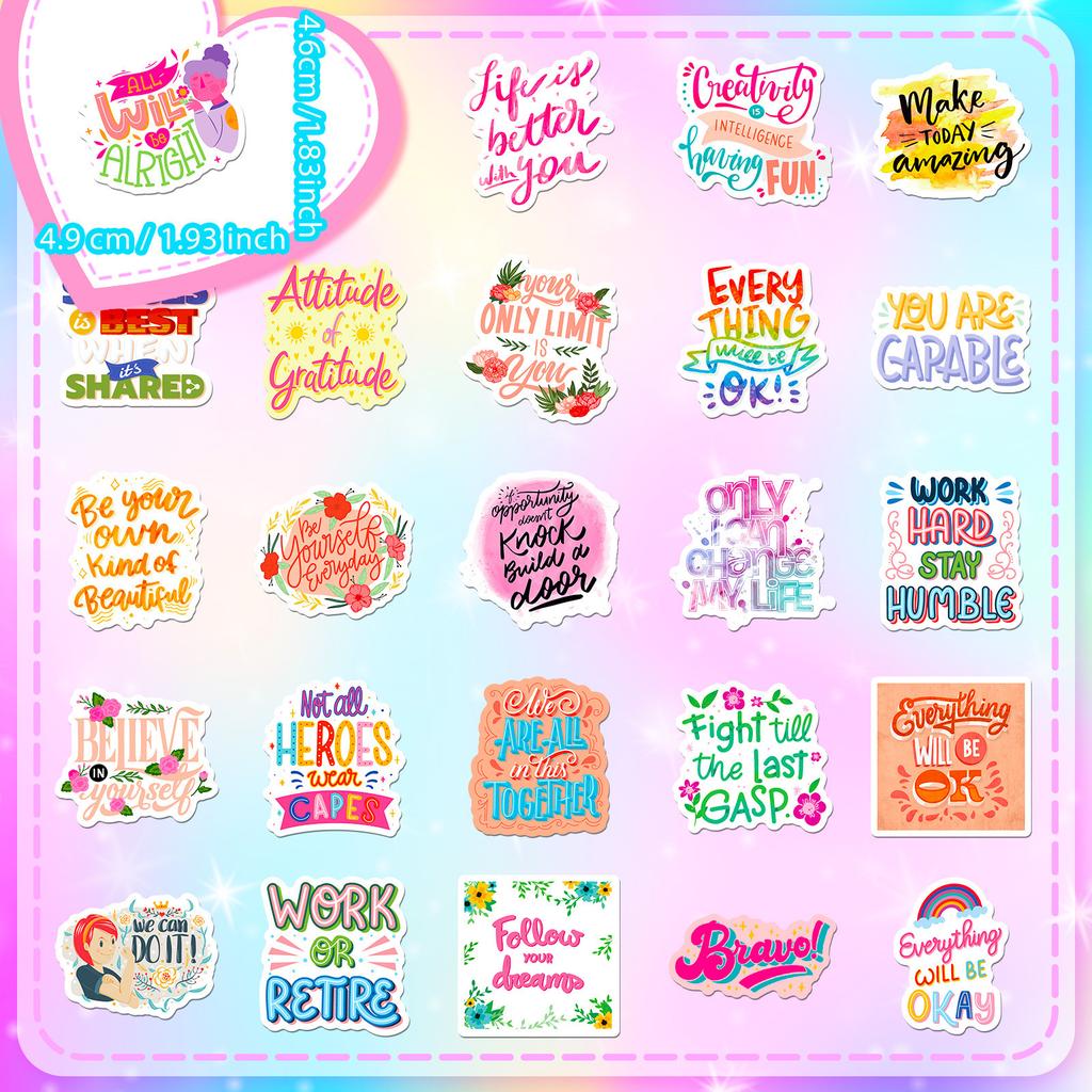 50 Pink Inspirational Words Inspirational Words Girl Heart Healing Wind Phrases English Stickers