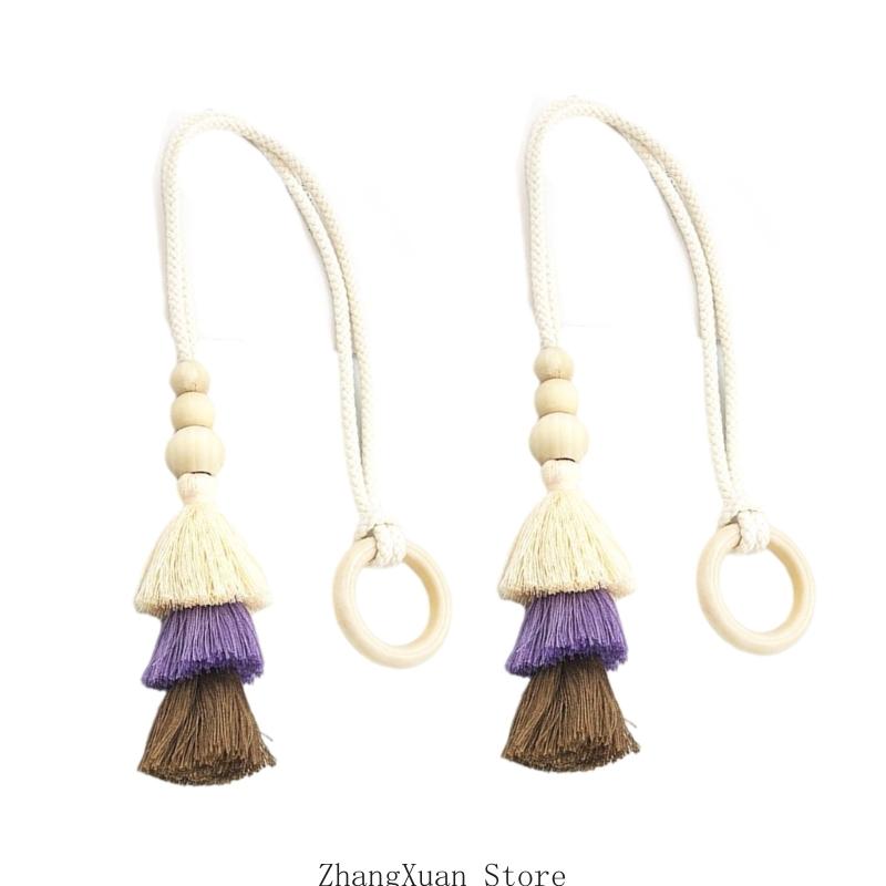 3XUF 2Pcs Elegant Curtain Tiebacks Triangular Fringe Decors for Office or Home Use