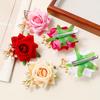 high qualityFive-piece Set Of Women's Elegant Hairpins - Rose Flower Design, Polyester Fiber - Spring & Summer Wedding Bridal Head Accessories | Hand