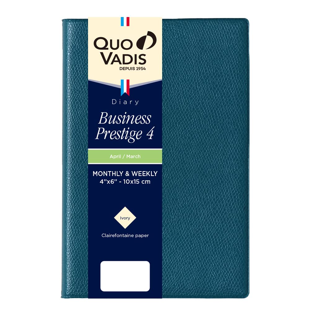 

QUOVADIS 2026 April-start Diary Business Prestige 4/Unpara (Weekly Vertical, A6 Slim Size 10x15cm) blue plasse qv60101bp