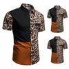 Sommer Herren Leo-Print Colorblock Kurzarmhemd Größe Herren Freizeit Locker Hemd Jacke