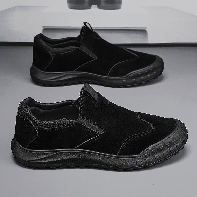 

Men s shoes 2025 new summer breathable lazy one pedal old Beijing cloth shoes construction site work canvas labor insurance tide shoes 44 чорний